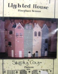 114 LIGHTED HOUSE DOLL HOUSE FOLD FIREPLACE WOOD SCREEN PATTERN